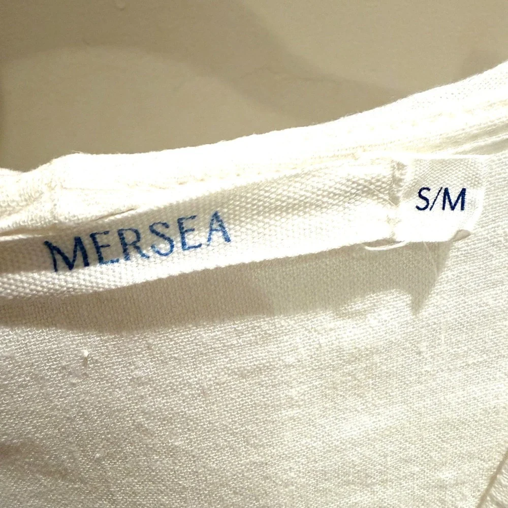 Mersea White Linen Blend Hooded Tunic Beach Cover-up Made in Italy S/M